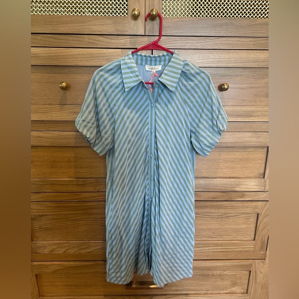 Blue and Green Striped Dress